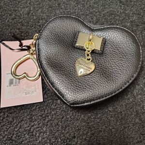Juicy Couture Heart-Shaped Black Coin Purse. NEW
